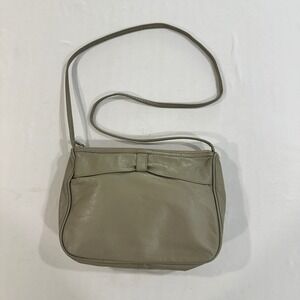 Contessa Crossbody Bag Womens Gray Taupe Genuine Leather Bow Made in Brazil S